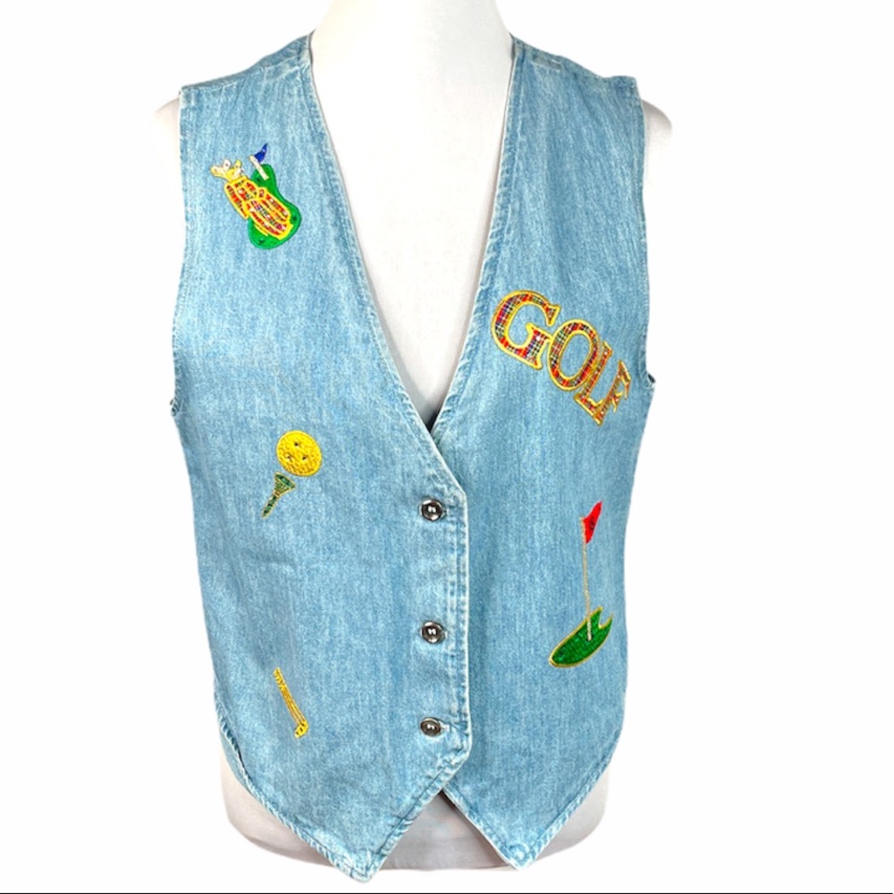 Tenaglia Three Rivers Denim Golf Vest Blue Medium